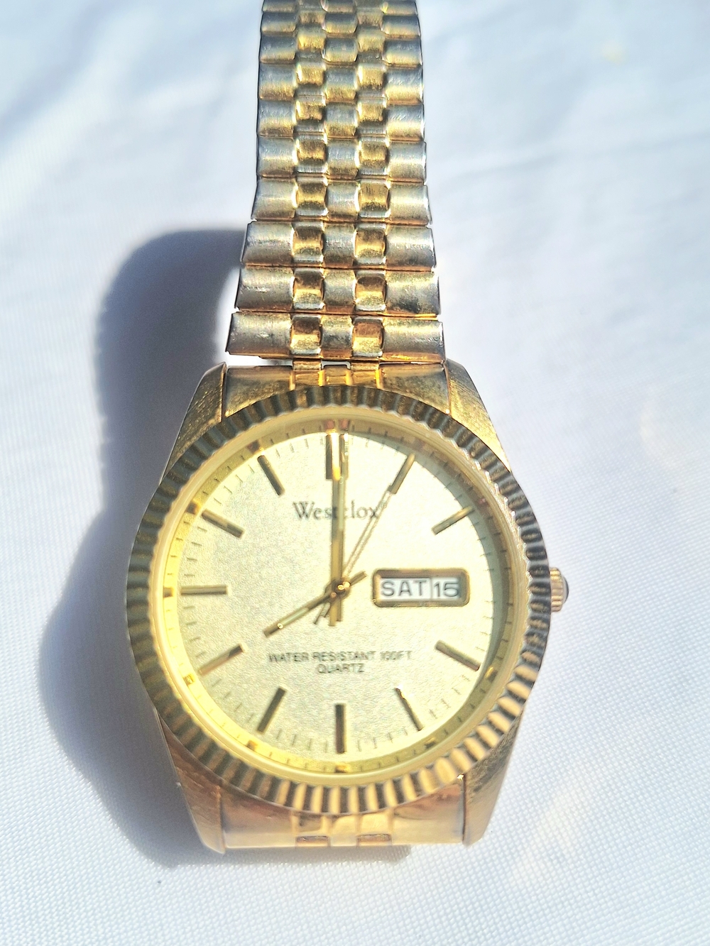 Westclox Gold Tone Men’s Day-Date Quartz Watch